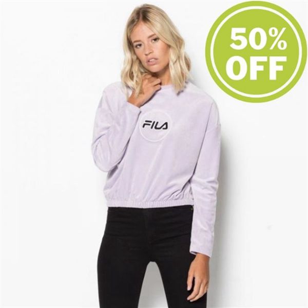 Moletons Fila Mulher Roxo - Fila Ruby Velvet Cropped Crew Cropped Er With Crew Neck Loja Online Port